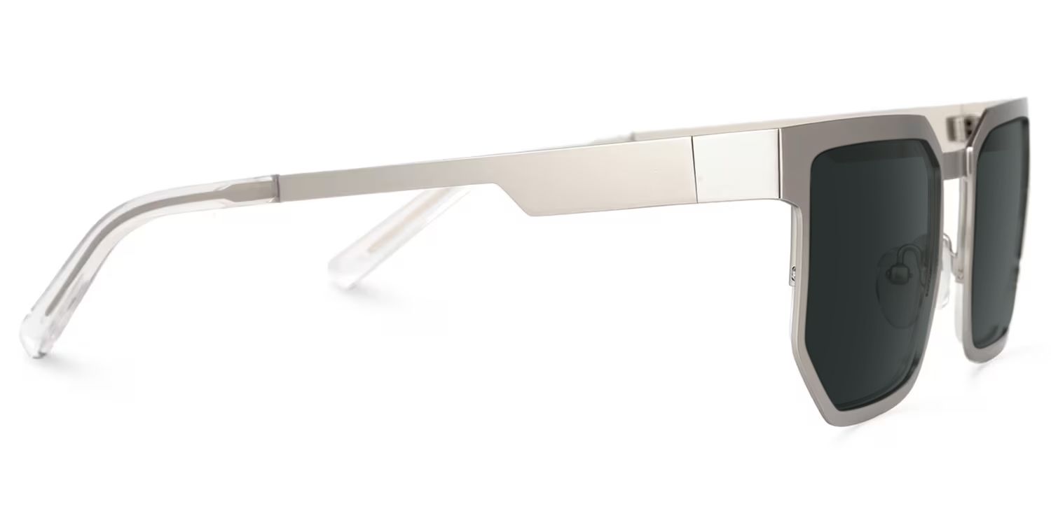 Barber Rectangle Silver Prescription Sunglasses | ZEELOOL2
