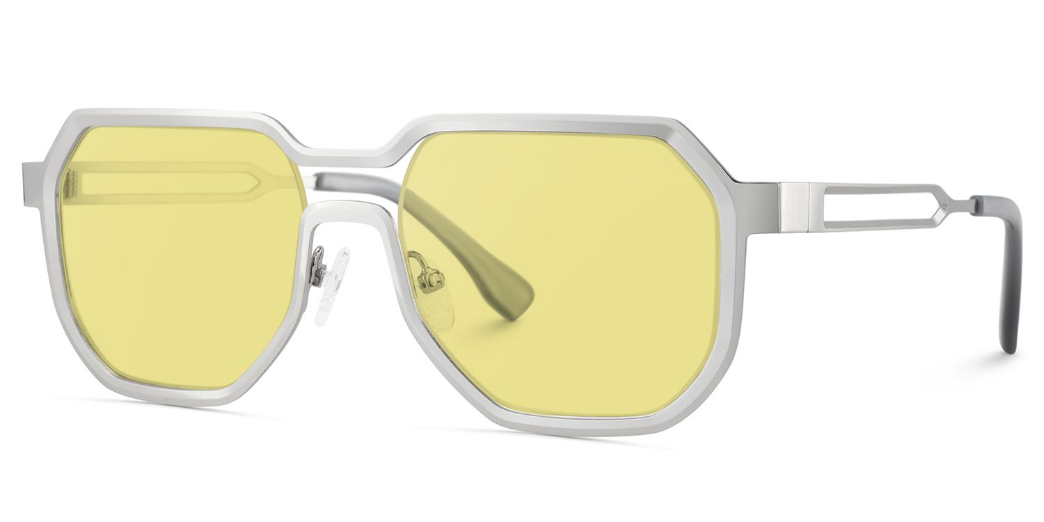 Hype Geometric Silver Sunglasses for Women & Men | ZEELOOL2