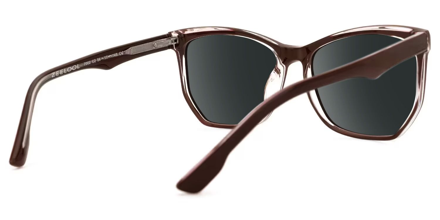 Libby Plastic Coffee Geometric Frame Sunglasses | ZEELOOL3