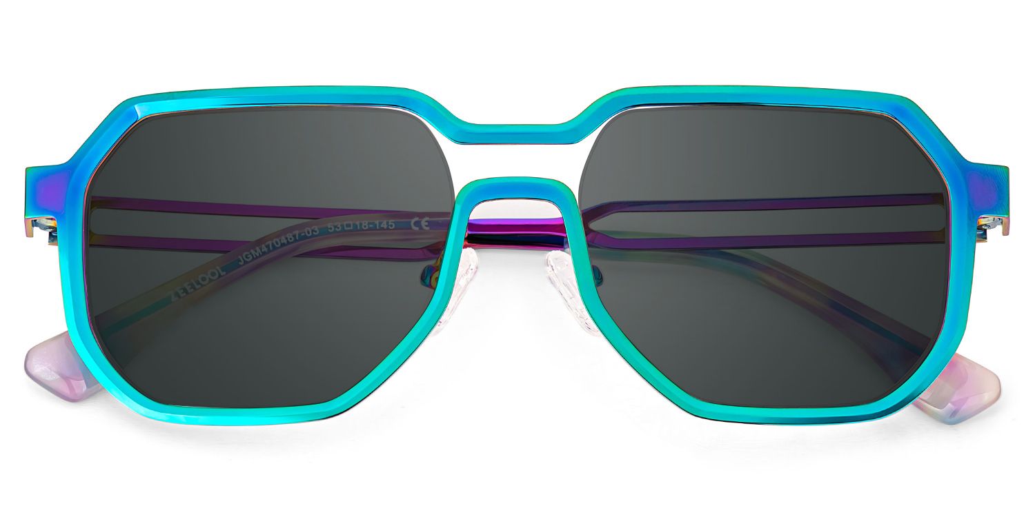 Hype Metal Iridescent Frame Sunglasses | ZEELOOL2