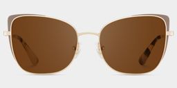 Tessa Khaki Gold Cat eye Sunglasses0