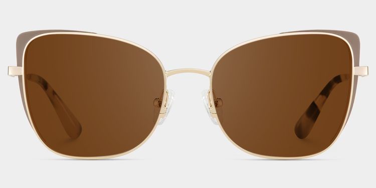 Tessa Khaki Gold Cat eye Sunglasses