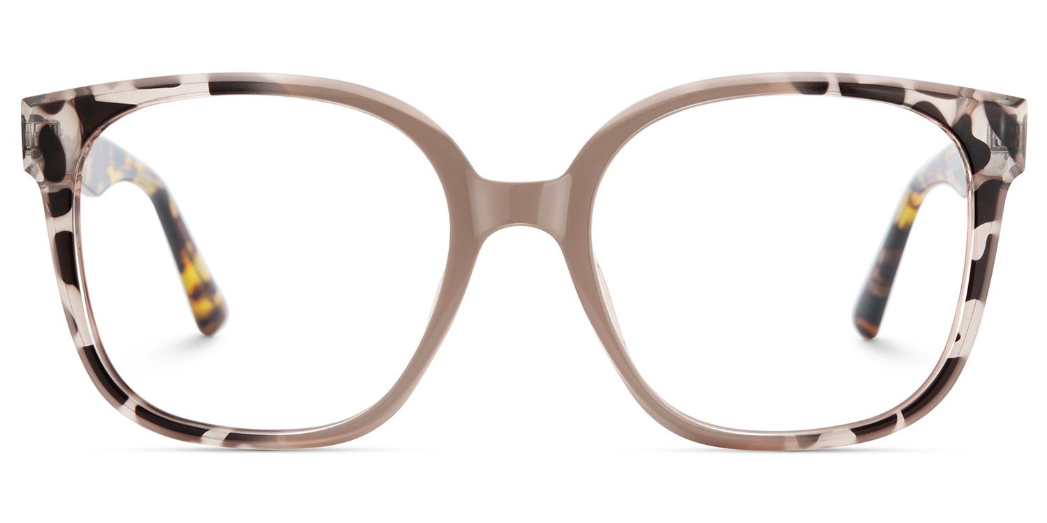 Square Tortoise Eyeglasses With Khaki Color Matching2