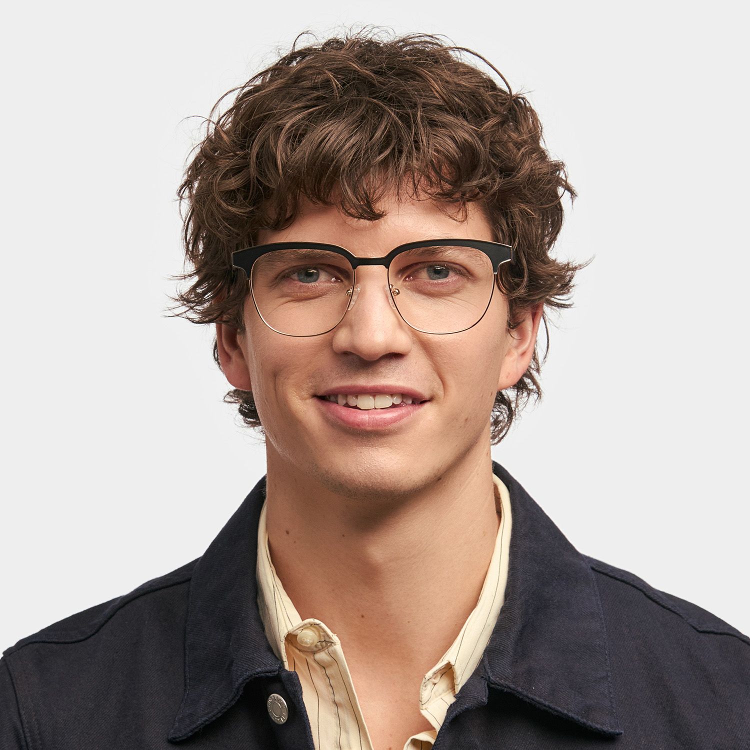 Wren Browline Black-Gold Eyeglasses & Glasses Frames0