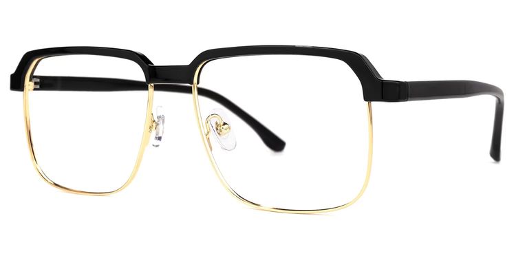 Cherron Black-Gold Browline Glasses