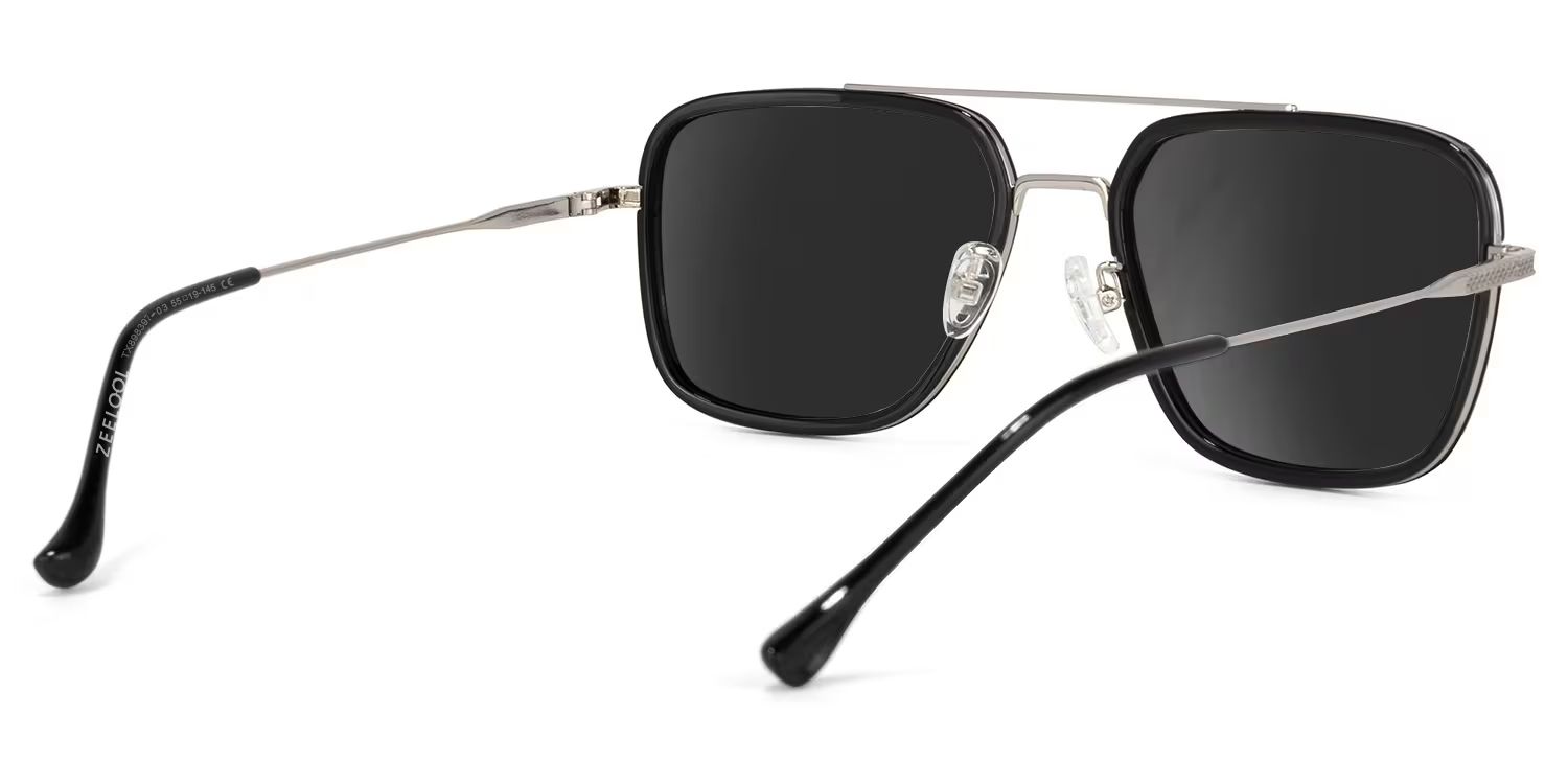 Nayeli Black-Silver Aviator Polarized Sunglasses for Driving | ZEELOOL4