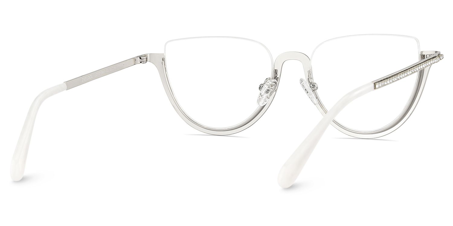 Sparkle Cateye Silver Designer metal Glasses Frame | ZEELOOL6