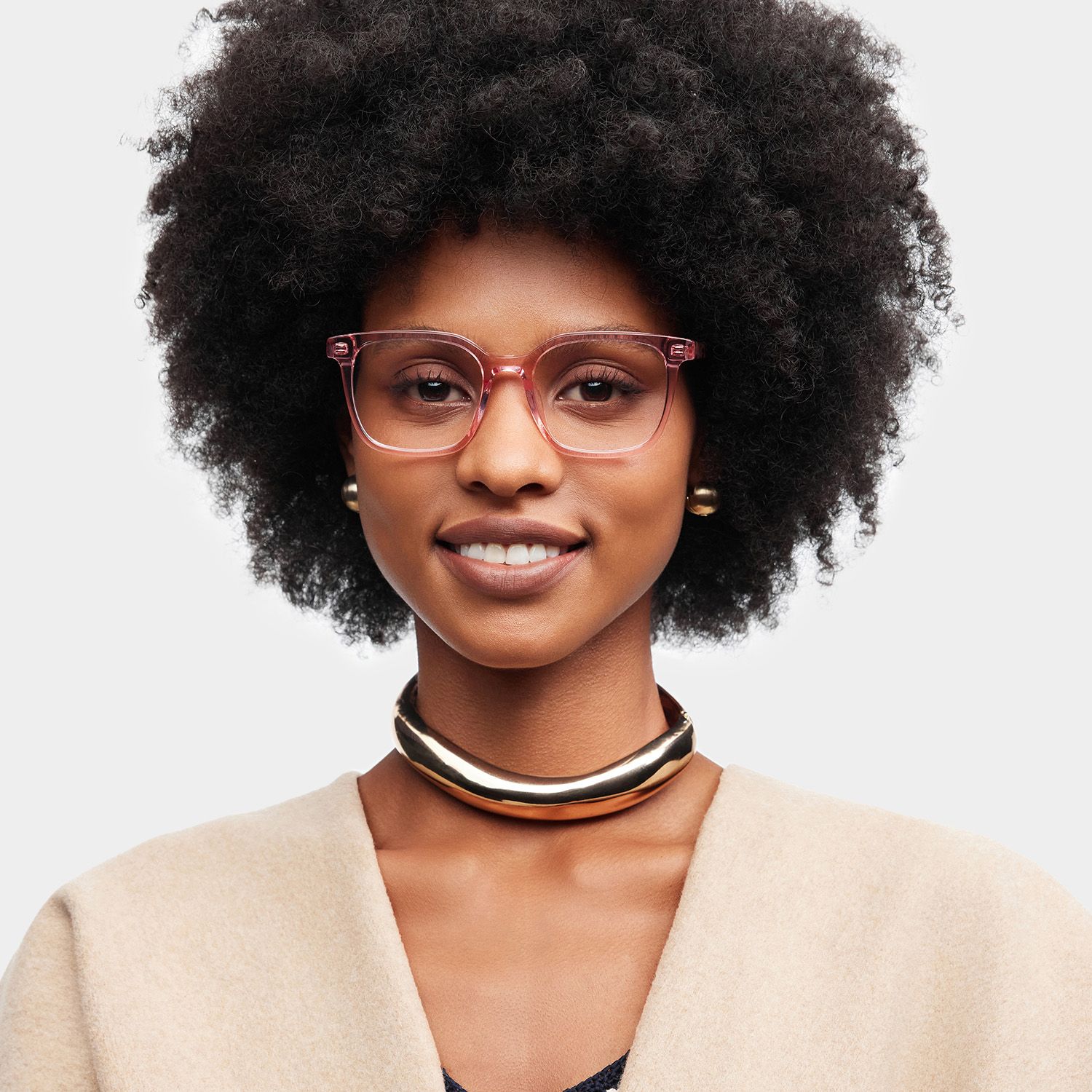 Freya Pink Frame Glasses with Square Frame Online | ZEELOOL0