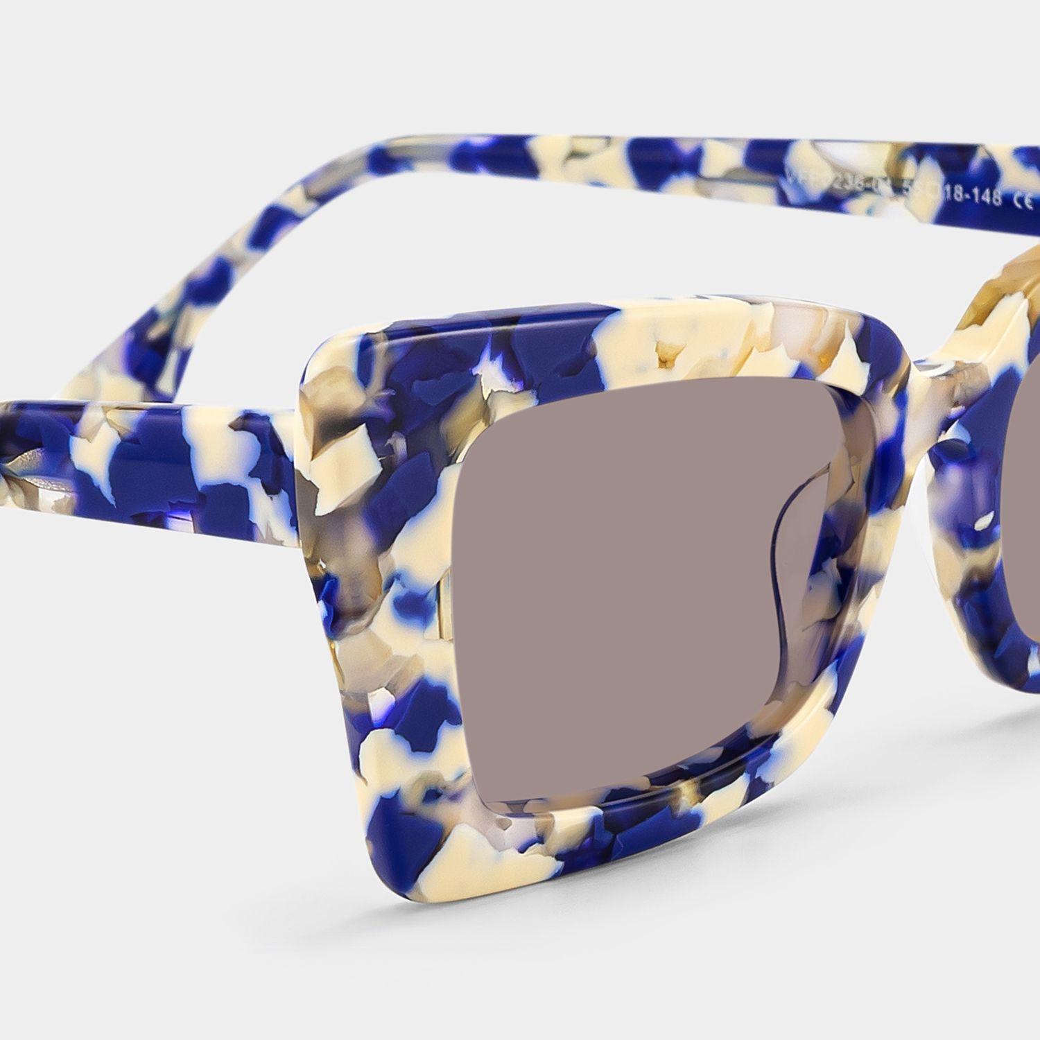 Newell Rectangle Style Blue-Floral Frame Sunglasses | ZEELOOL4