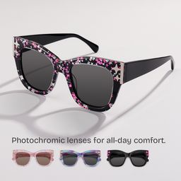 Minfia Black Pink Square Sunglasses0