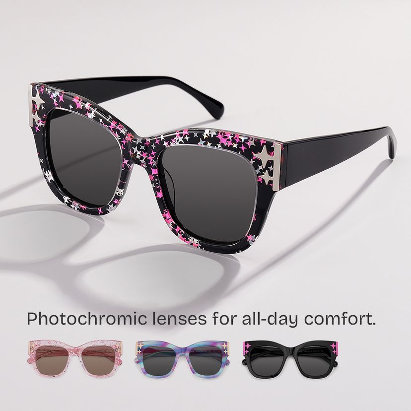 Minfia Black Pink Square Sunglasses