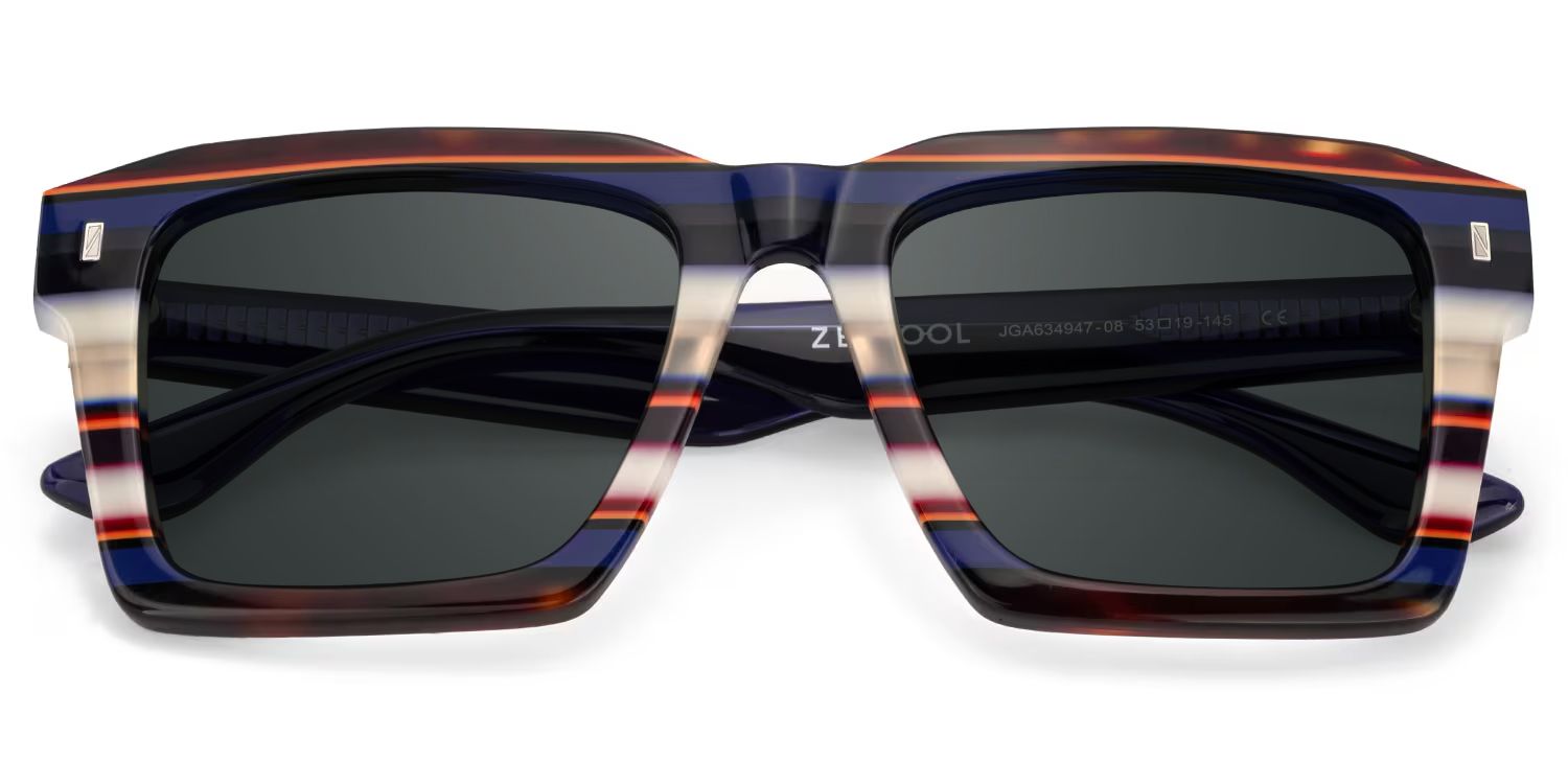 Kenish Square Blue White Sunglasses for Women & Men | ZEELOOL1