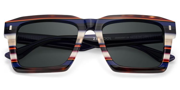 Kenish Blue White Square Sunglasses