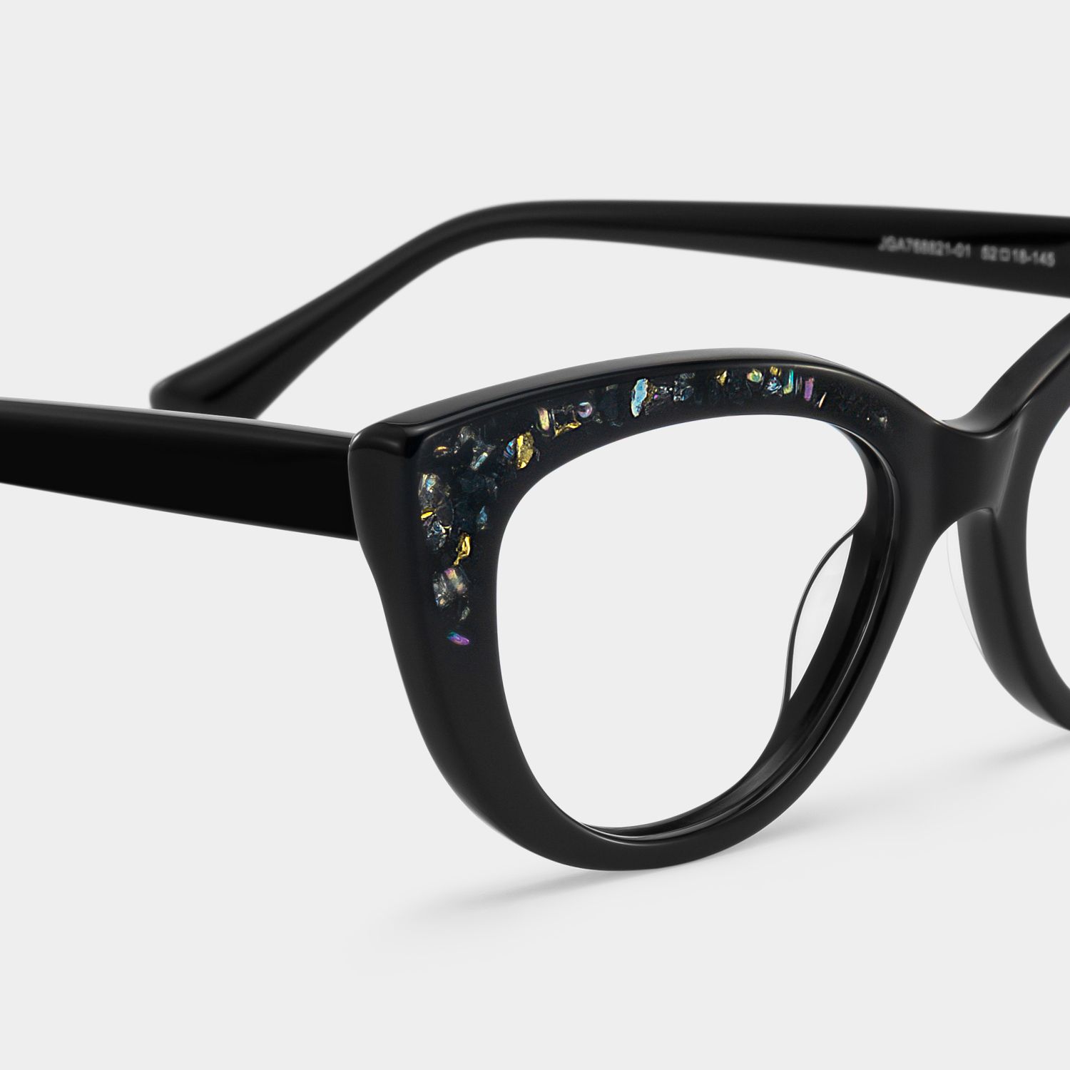 Elora Cat-Eye Black Glitter Glasses Frames with Diamond Chips | ZEELOOL5