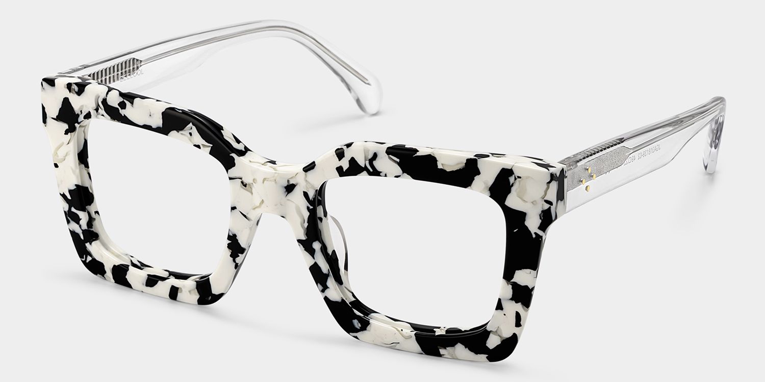 Megan Cow print Square Acetate Frame Glasses for Women | ZEELOOL3