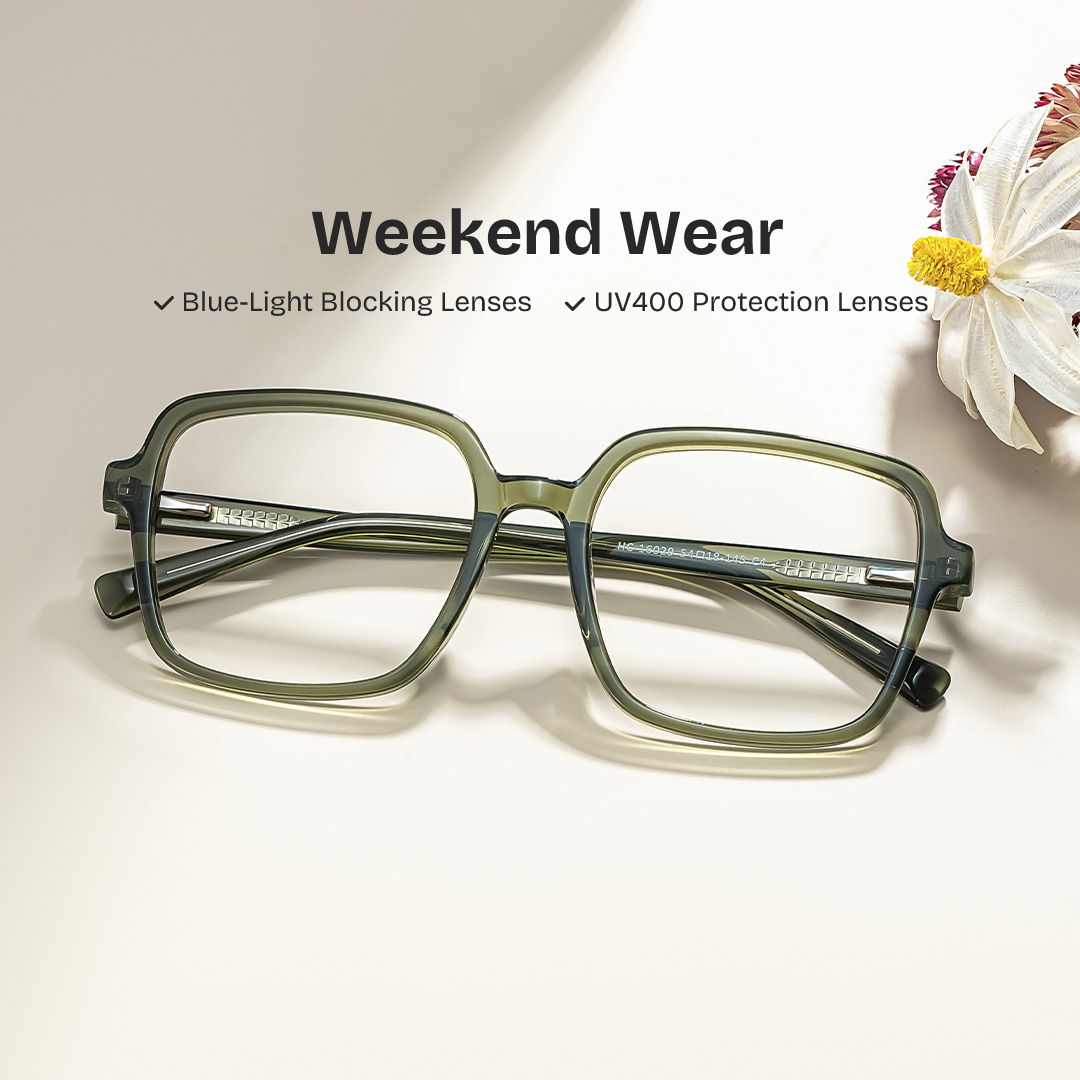 Square Green Eyeglasses- Ember Acetate Frame Glasses0