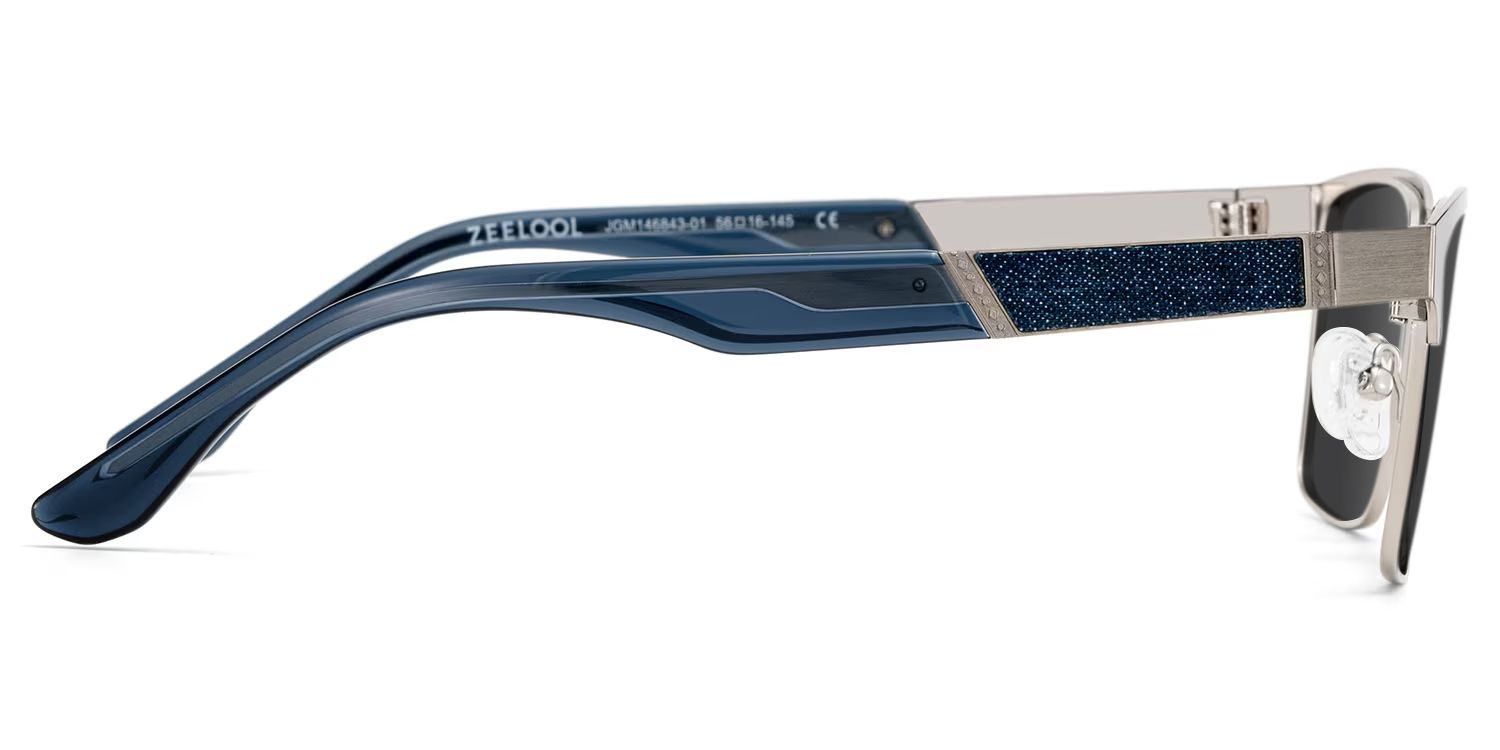 Jasper Rectangle Silver Frame Sunglasses Online Sale | ZEELOOL3