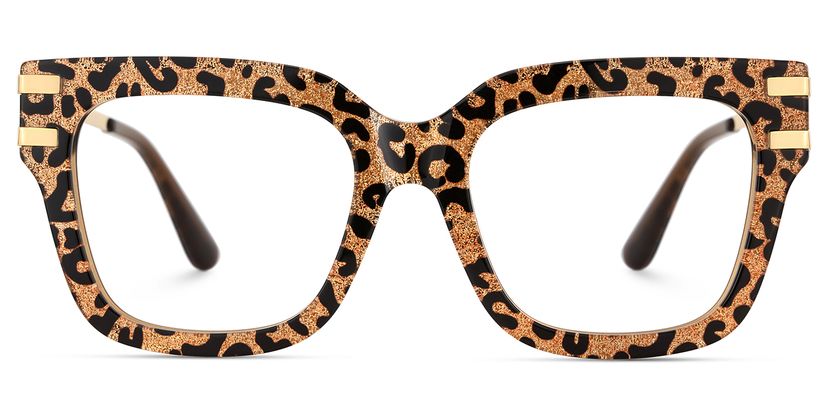 Lidia Leopard Square Glasses