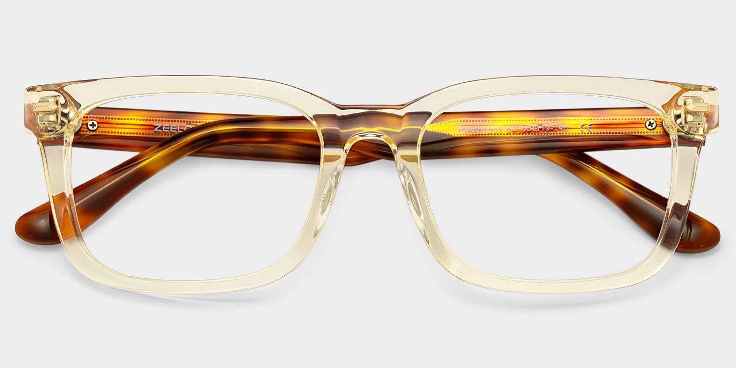 Patrick Clear Yellow Rectangle Glasses Frames for Men | ZEELOOL2