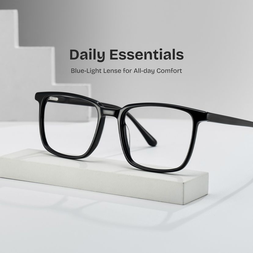 Aidan Black Rectangle Glasses