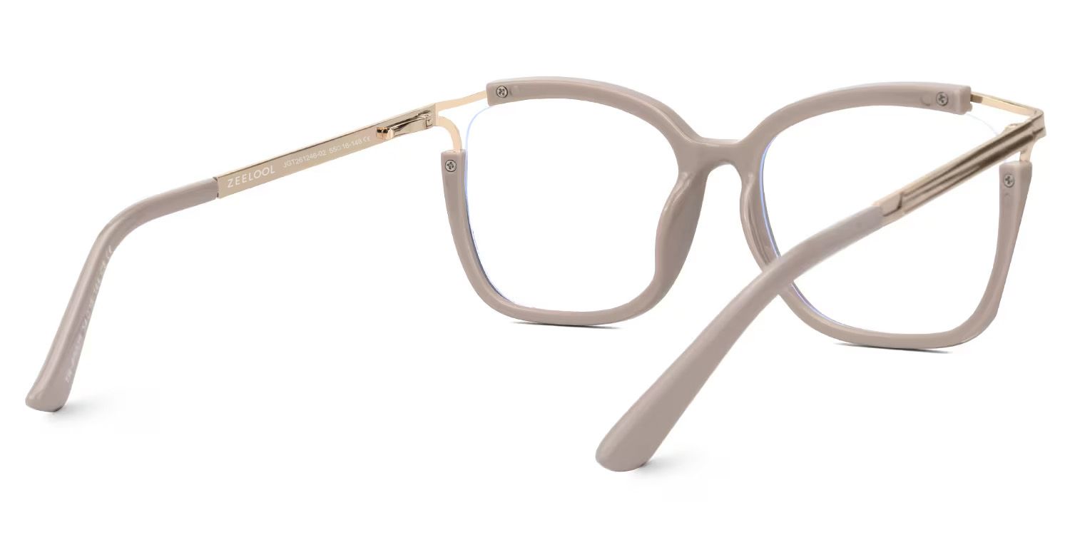 Sidibe Khaki Square Khaki TR90 Frame Glasses | ZEELOOL4