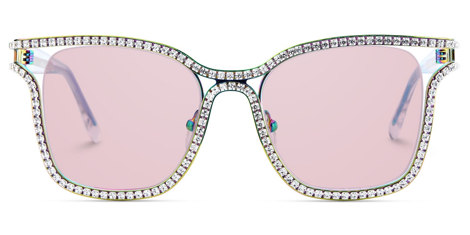 Shine Square Style Iridescent Frame Sunglasses | ZEELOOL0