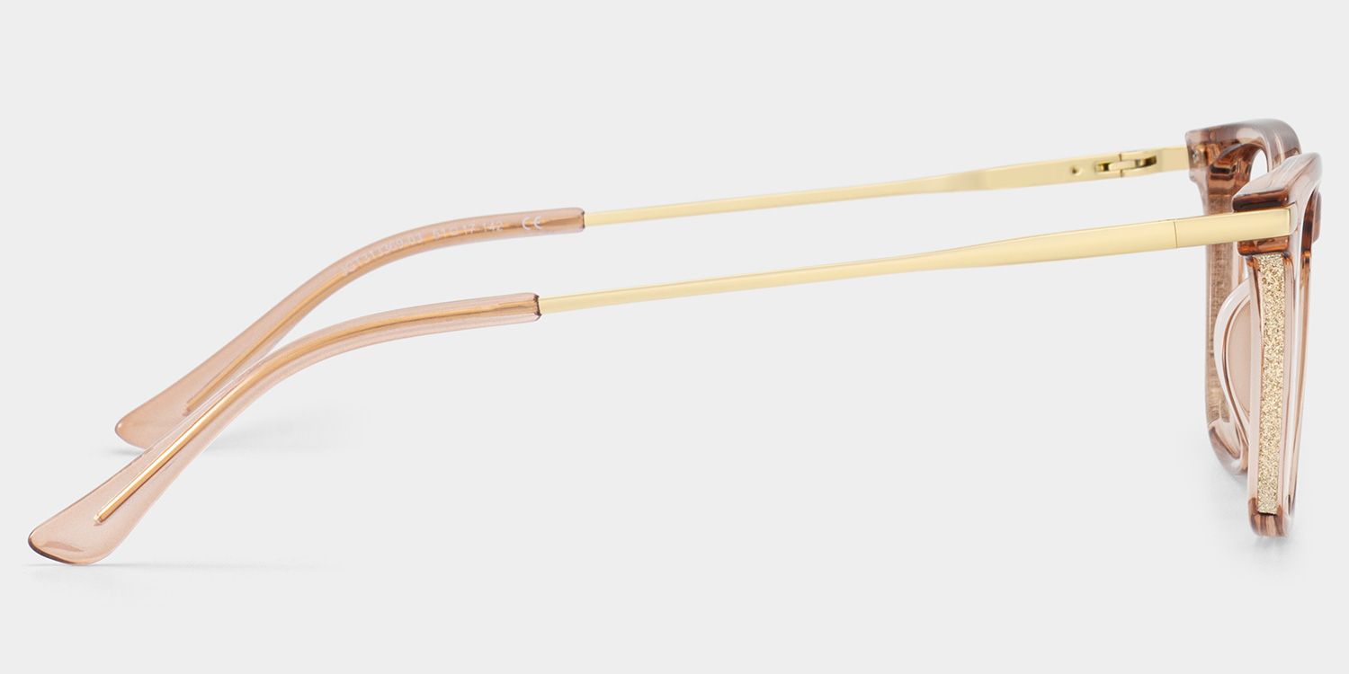 Selena Transparent Beige Rectangle Sparkling Frame Glasses | ZEELOOL4