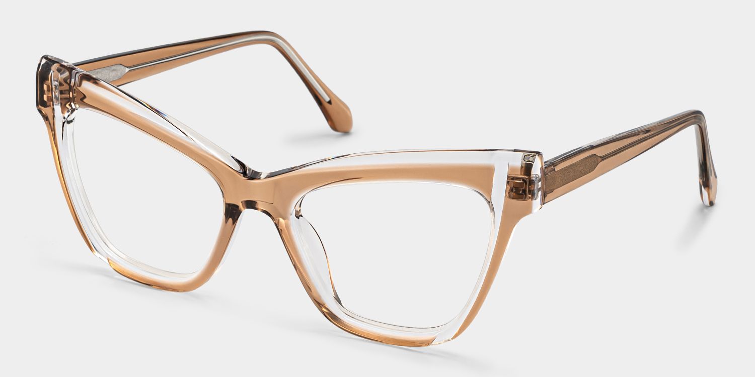 Saucie Light Brown Cat eye Frame Glasses | Zeelool3