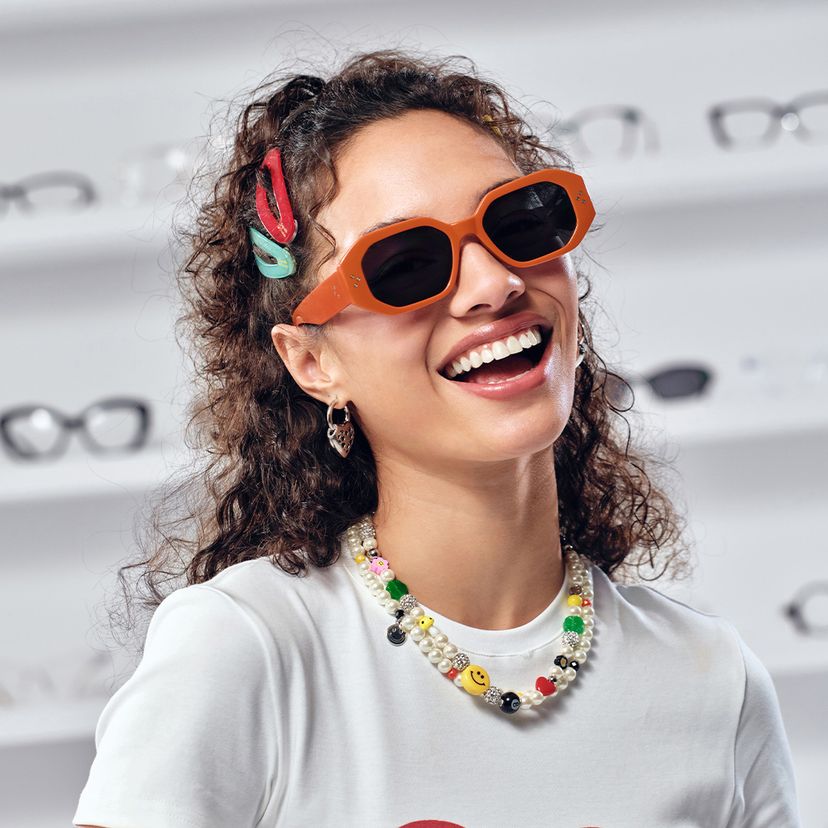 Soleil Orange Rectangle Sunglasses