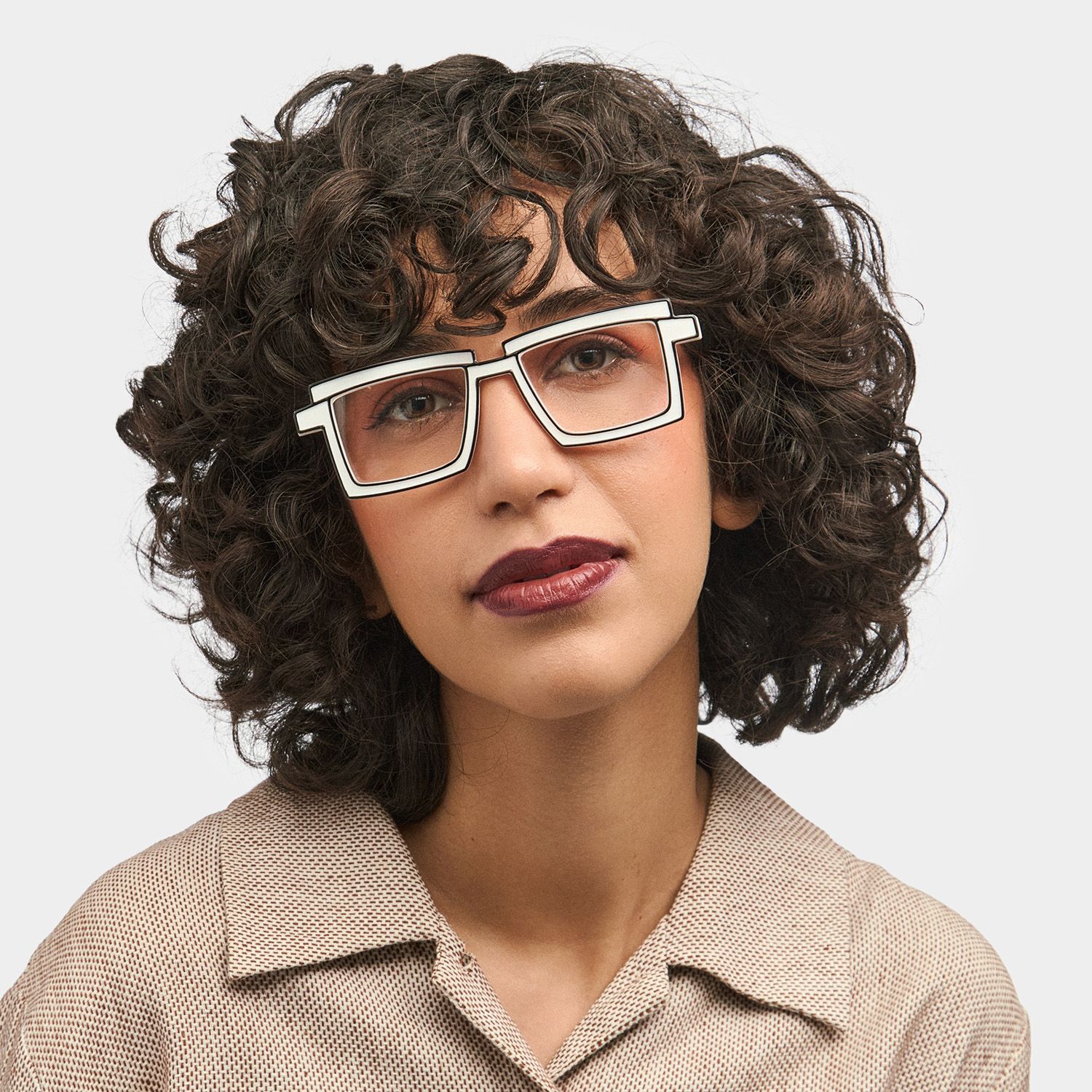 Zephyr White Cyberpunk Rectangle Frame Glasses | Zeelool0