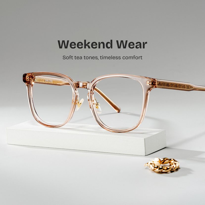 Hailey Beige Square Glasses