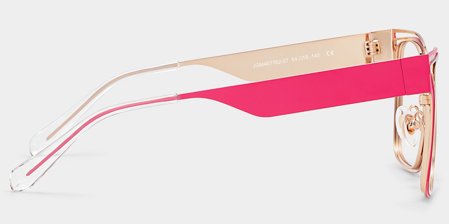 Dacarine Square Pink Gold Metal Glasses Frames On Sale | ZEELOOL4