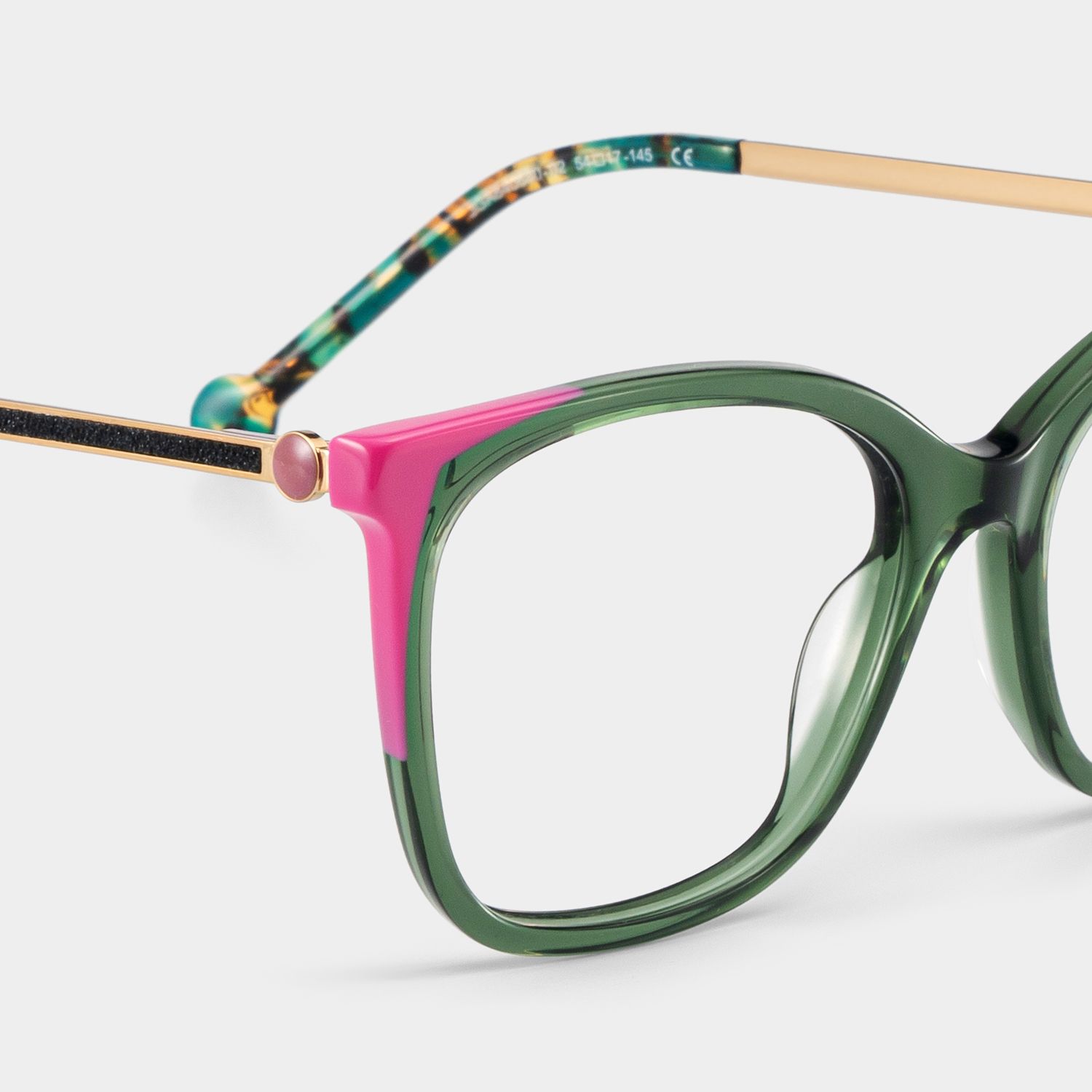 Nico Eyeglasses in Square Green Pink Frame | Zeelool5