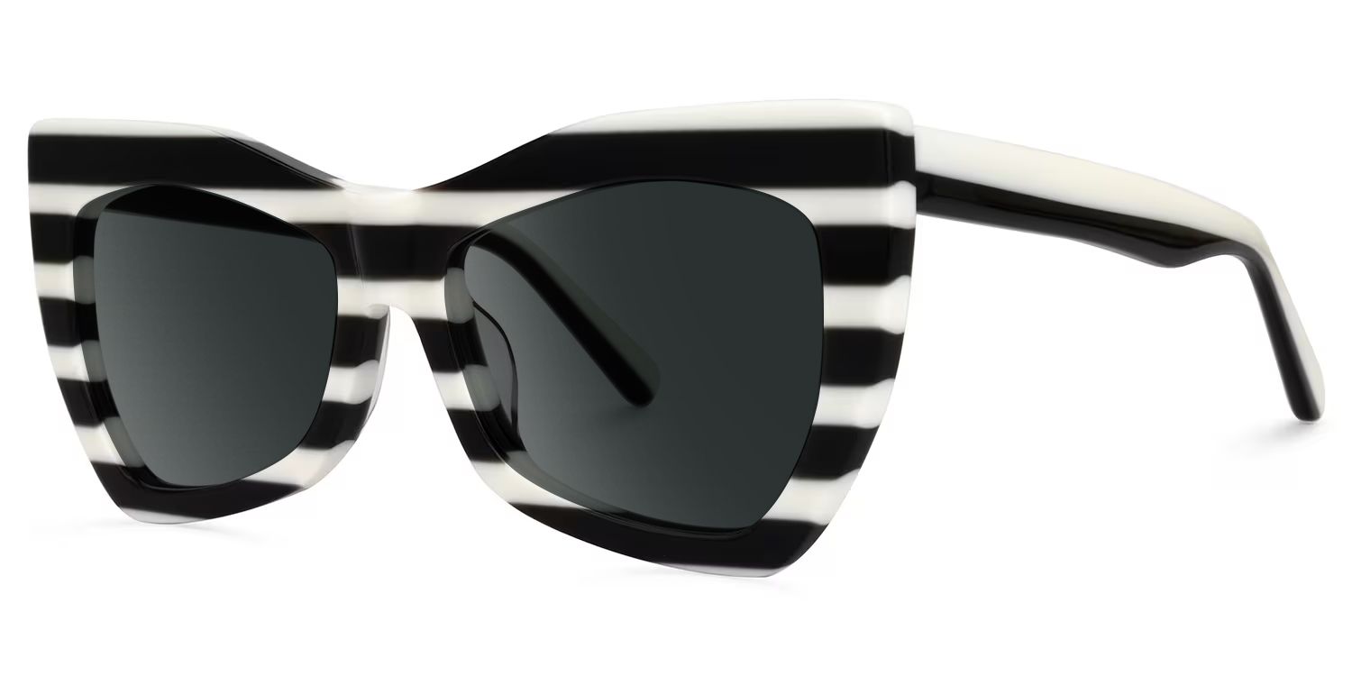 Bernita Geometric Style Black-White Frame Sunglasses | ZEELOOL1
