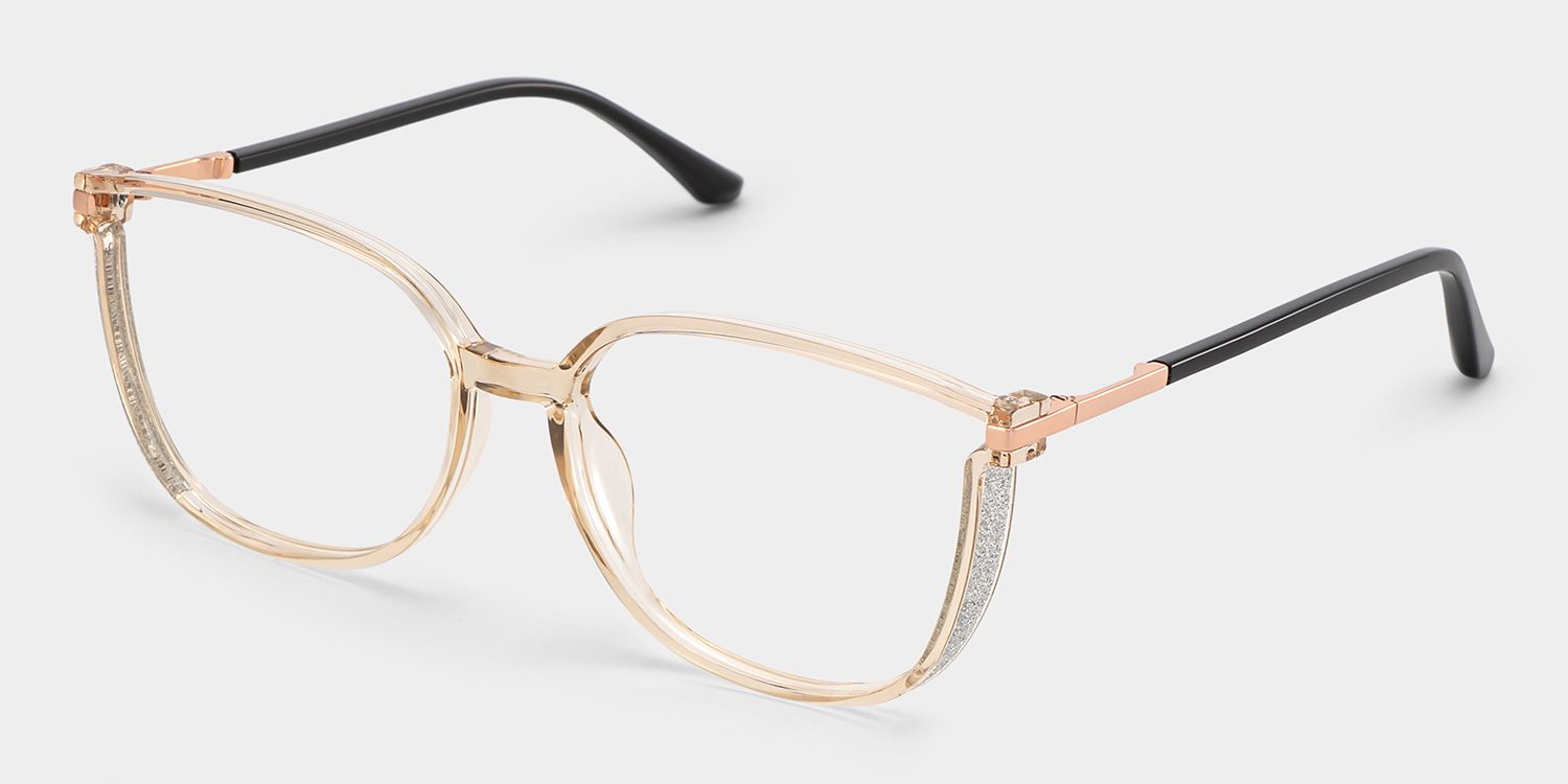 Annalisa Square Beige Thin Frame Glasses | Zeelool3