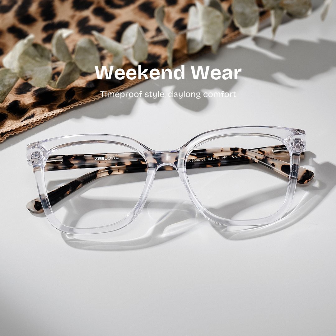 Sage Clear Frame Glasses with Rectangle Frame Online | ZEELOOL2