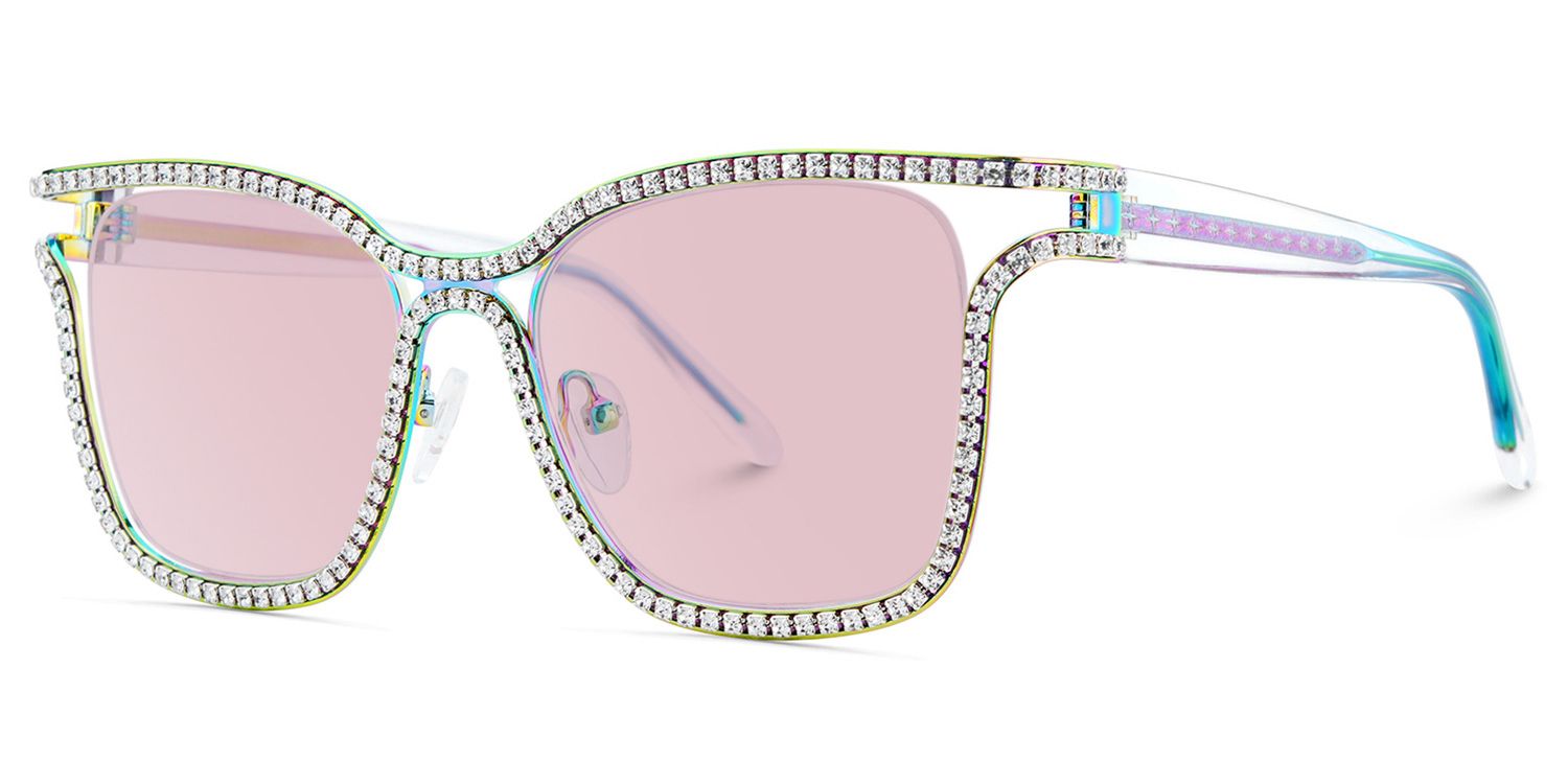 Shine Square Style Iridescent Frame Sunglasses | ZEELOOL2