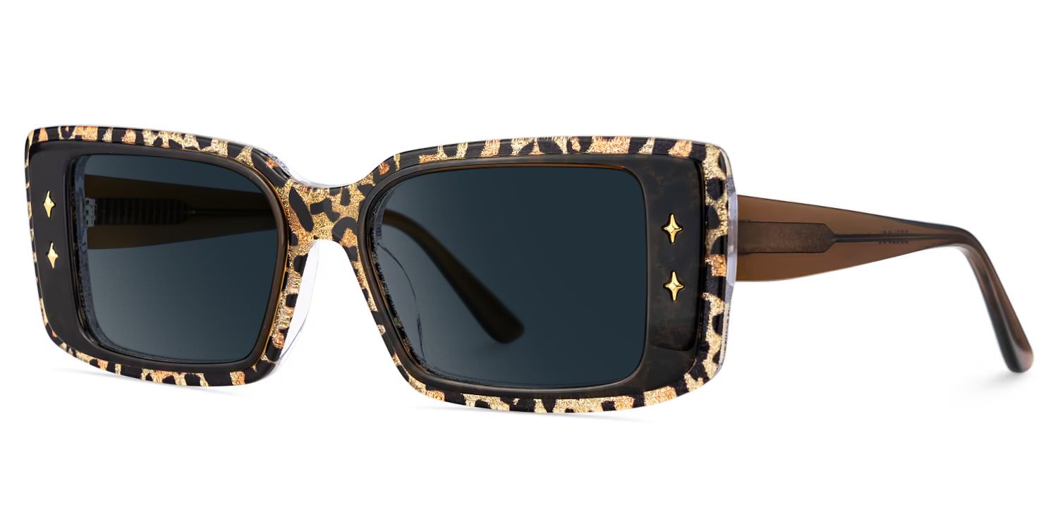 Gleam Rectangle Leopard Frame Sunglasses Online Sale | ZEELOOL2