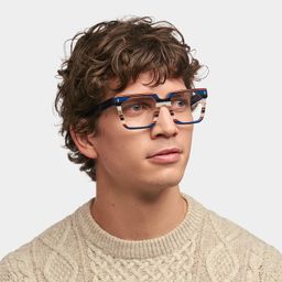 Laguer Blue Rectangle Glasses2