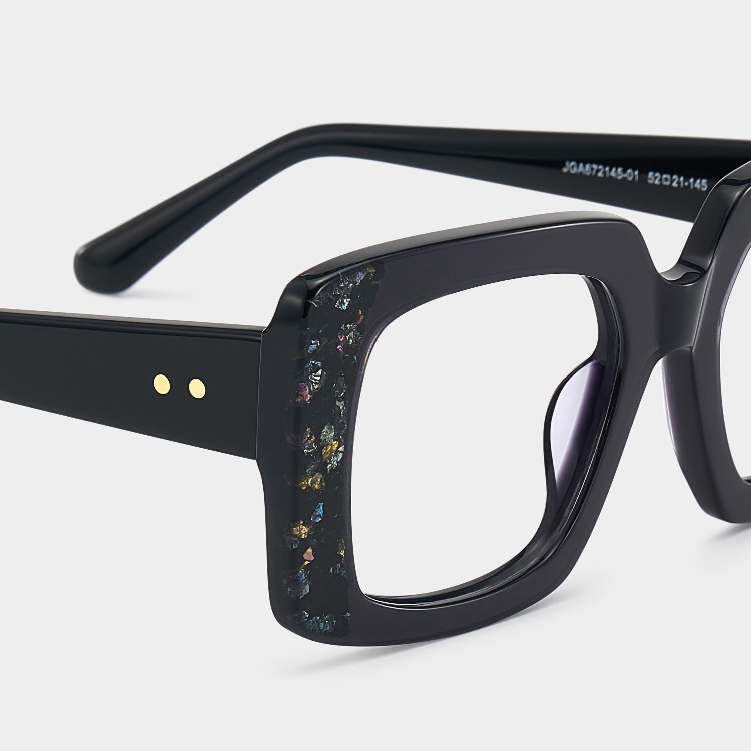 Sable Thick Black Square Frame Glasses with Colored Diamonds | ZEELOOL5
