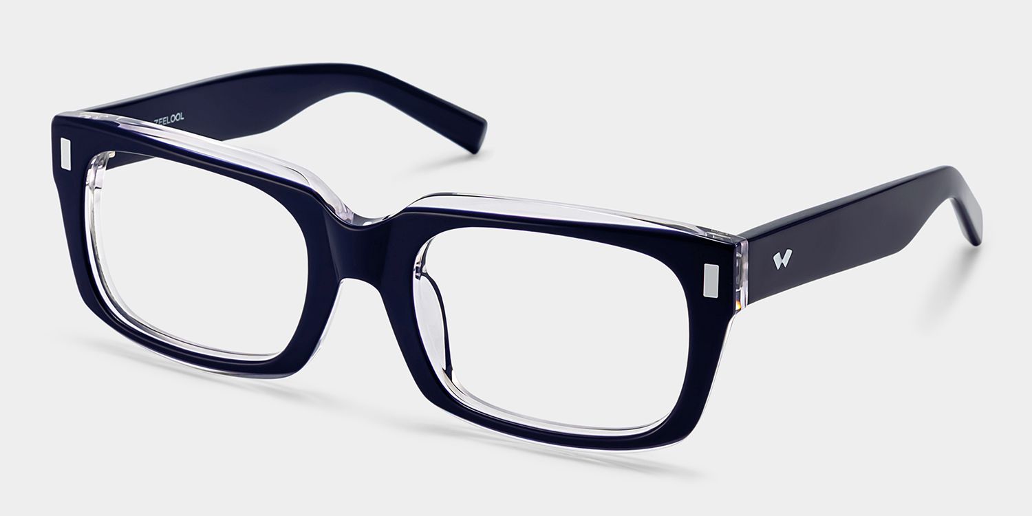 Fayssel Blue Rectangle Acetate Frame Glasses for Men | ZEELOOL3