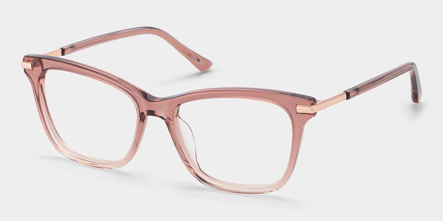 Eliot Clear Pink Rectangle Mixed Frame Glasses for Women | ZEELOOL3