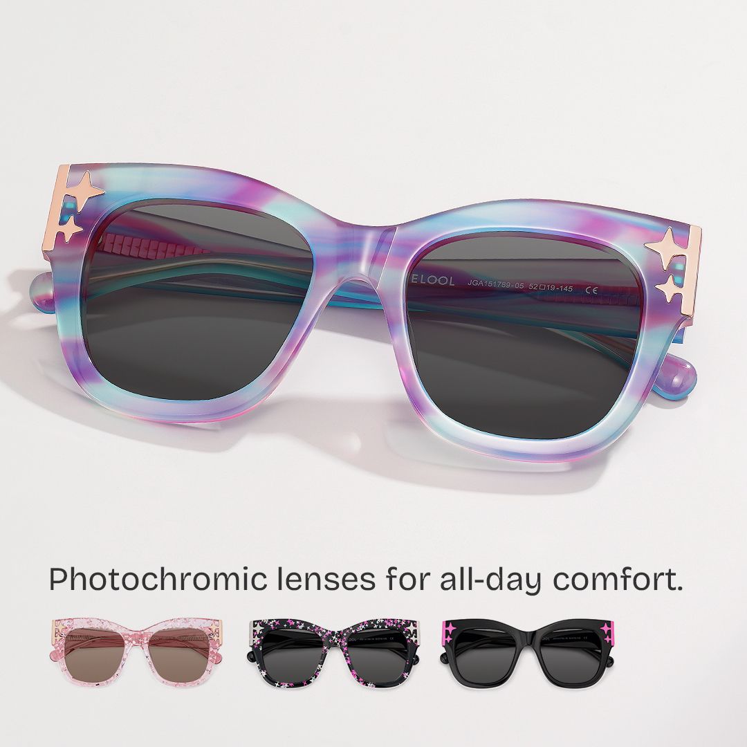 Minfia Square Blue Purple Sunglasses for Women & Men | ZEELOOL0