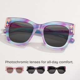 Minfia Blue Purple Square Sunglasses0