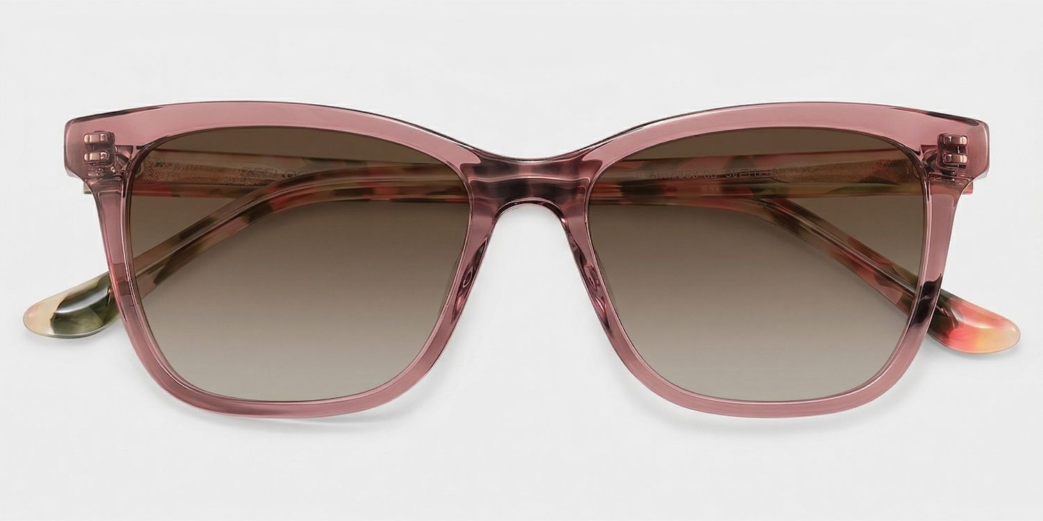 Faith Acetate Pink Rectangle Frame Sunglasses | ZEELOOL1