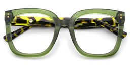 Ebony Green Tortoise Square Glasses5