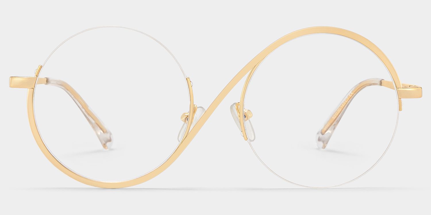 Flozif Gold Metal Round Wire Frame Glasses | ZEELOOL0
