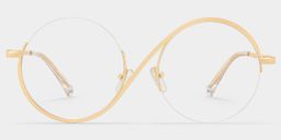 Flozif Gold Round Glasses0