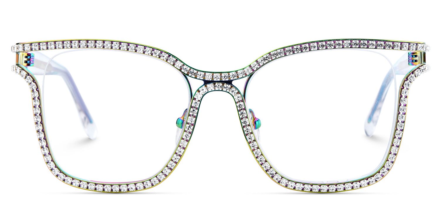 Shine Square Iridescent Glasses with Shiny Diamonds on the Side2