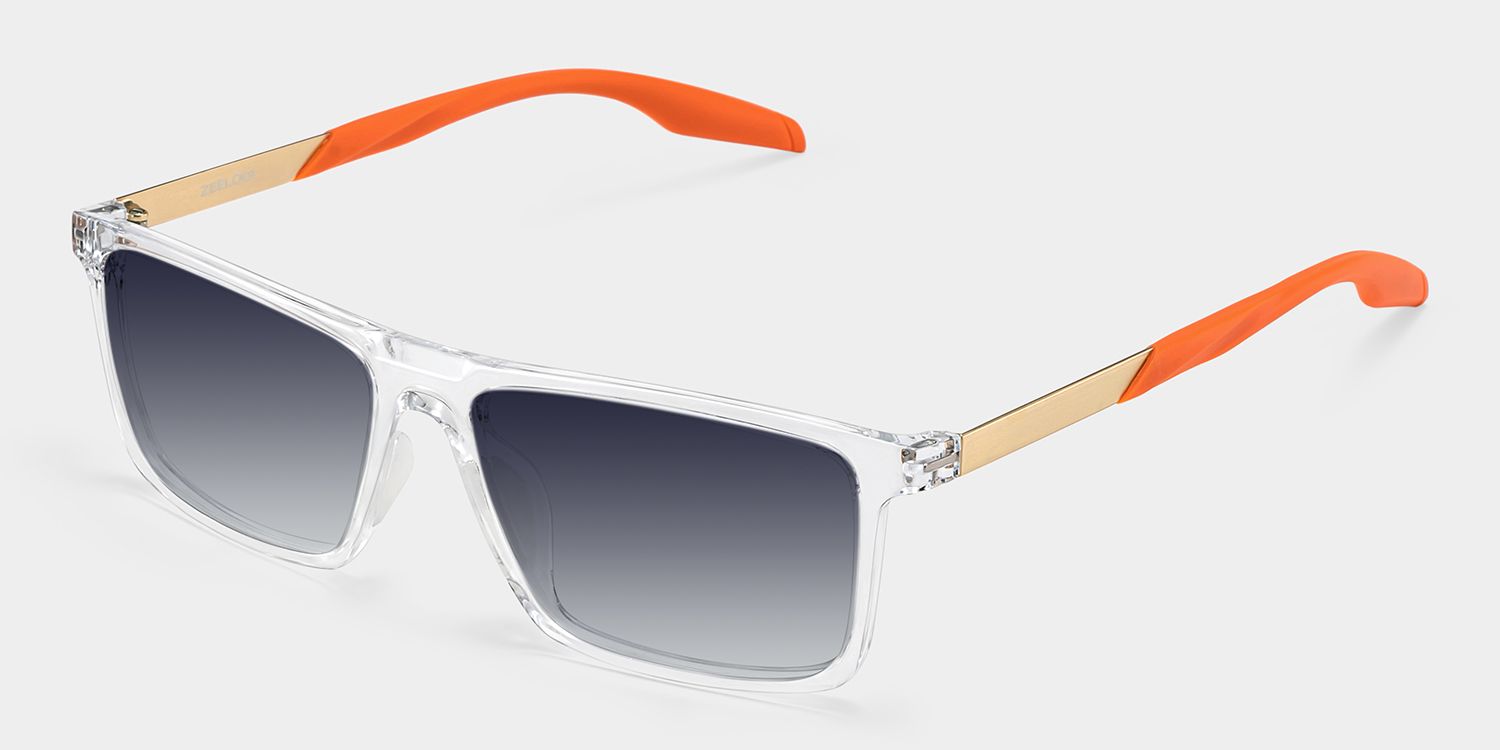 Active Rectangle Clear Orange Frame Sunglasses Online Sale | ZEELOOL2